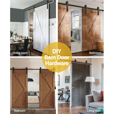 Cefito Sliding Barn Door Hardware Track Set 4m Roller Kit Slide Office Bedroom Kings Warehouse