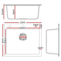 Cefito Stone Kitchen Sink 570X500MM Granite Under/Topmount Basin Bowl Laundry Black DIY Kings Warehouse