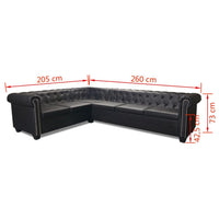 Chesterfield Corner Sofa 6-Seater Artificial Leather Black Kings Warehouse 