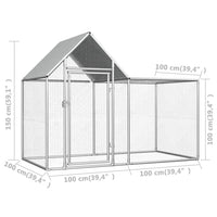 Chicken Coop 2x1x1.5 m Galvanised Steel Coops & Hutches Supplies Kings Warehouse