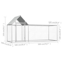 Chicken Coop 3x1x1.5 m Galvanised Steel Coops & Hutches Supplies Kings Warehouse