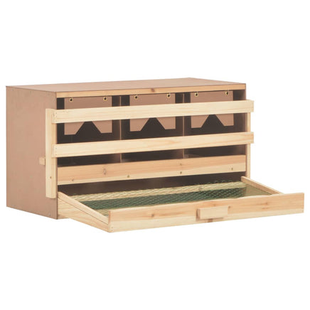 Chicken Laying Nest 3 Compartments 72x33x38 cm Solid Pine Wood Coops & Hutches Supplies Kings Warehouse