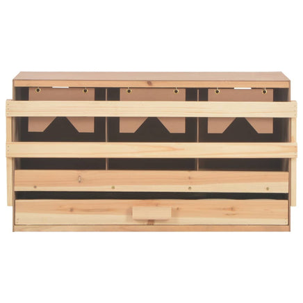 Chicken Laying Nest 3 Compartments 72x33x38 cm Solid Pine Wood Coops & Hutches Supplies Kings Warehouse