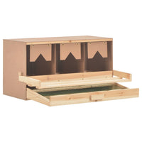 Chicken Laying Nest 3 Compartments 72x33x38 cm Solid Pine Wood Coops & Hutches Supplies Kings Warehouse