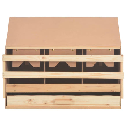 Chicken Laying Nest 3 Compartments 72x33x54 cm Solid Pine Wood Coops & Hutches Supplies Kings Warehouse