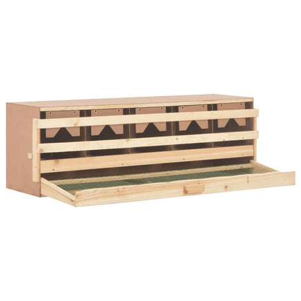 Chicken Laying Nest 5 Compartments 117x33x38 cm Solid Pine Wood Coops & Hutches Supplies Kings Warehouse