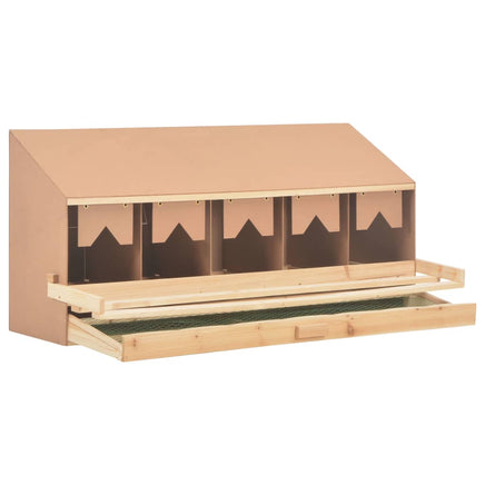 Chicken Laying Nest 5 Compartments 117x33x54 cm Solid Pine Wood Coops & Hutches Supplies Kings Warehouse