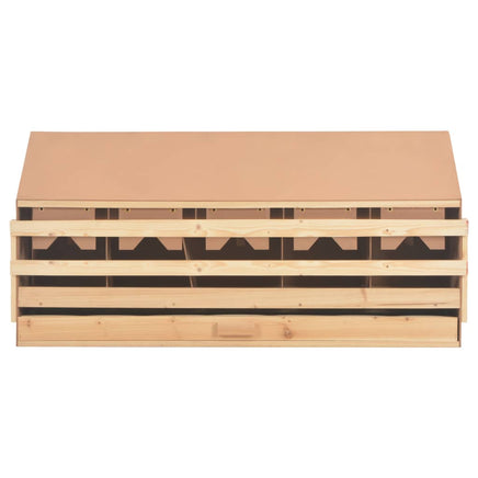 Chicken Laying Nest 5 Compartments 117x33x54 cm Solid Pine Wood Coops & Hutches Supplies Kings Warehouse