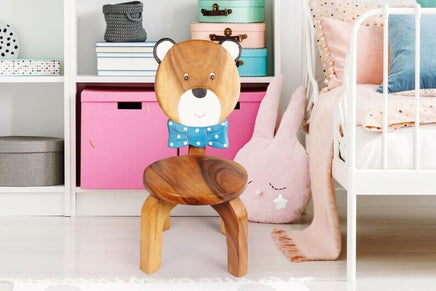 Children's furniture Set Bear Table and 2 Chairs -natural wood handmade and solid build KingsWarehouse