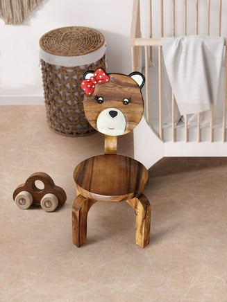 Children's furniture Set Bear Table and 2 Chairs -natural wood handmade and solid build KingsWarehouse