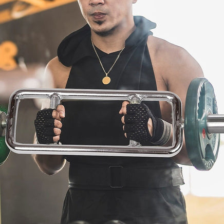 Chrome Olympic Tricep Bar Barbell Heavy Duty with Spring Collars Kings Warehouse