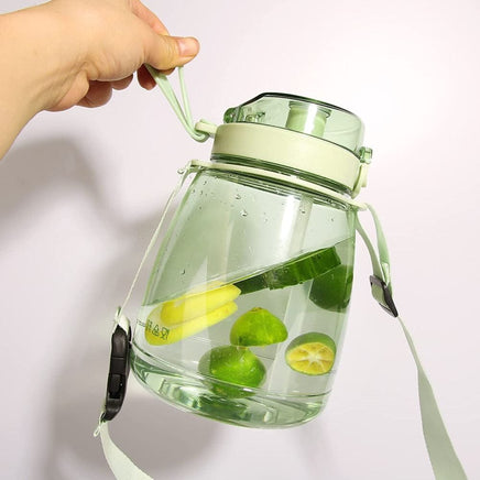 Clear Large Water Bottle Water Jug with Adjustable Shoulder Strap - Green Kings Warehouse