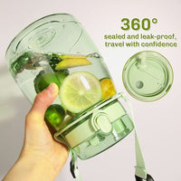 Clear Large Water Bottle Water Jug with Adjustable Shoulder Strap - Green Kings Warehouse