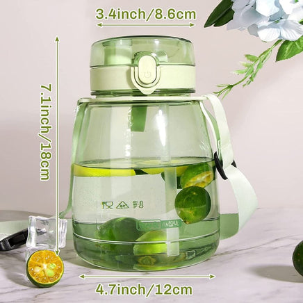 Clear Large Water Bottle Water Jug with Adjustable Shoulder Strap - Green Kings Warehouse