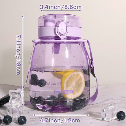 Clear Large Water Bottle Water Jug with Adjustable Shoulder Strap - Purple Kings Warehouse