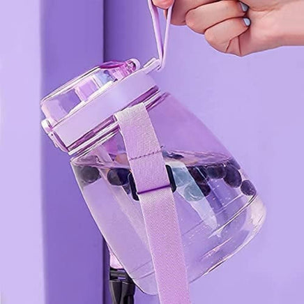 Clear Large Water Bottle Water Jug with Adjustable Shoulder Strap - Purple Kings Warehouse