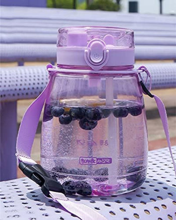 Clear Large Water Bottle Water Jug with Adjustable Shoulder Strap - Purple Kings Warehouse