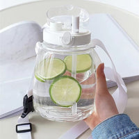 Clear Large Water Bottle Water Jug with Adjustable Shoulder Strap - White Kings Warehouse