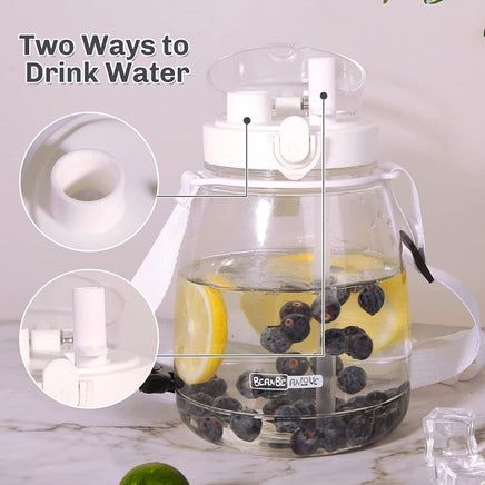 Clear Large Water Bottle Water Jug with Adjustable Shoulder Strap - White Kings Warehouse