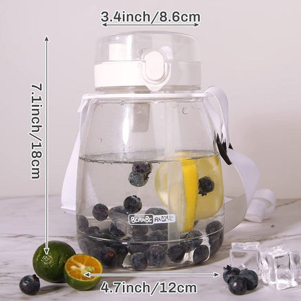 Clear Large Water Bottle Water Jug with Adjustable Shoulder Strap - White Kings Warehouse