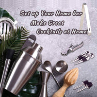 Cocktail Shaker Set Bartender Kit with Bamboo frame and 12 Pieces Stainless Steel Bar Tool Set Kings Warehouse 