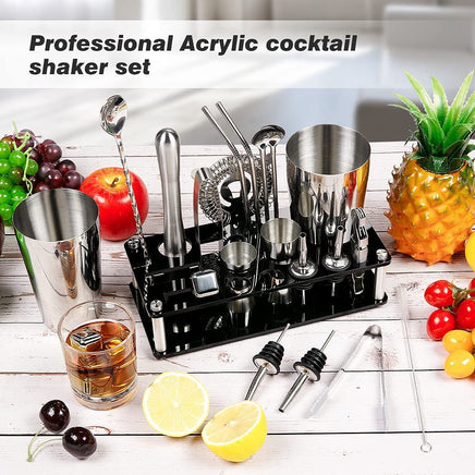 Cocktail Shaker Set Boston 23-Piece Stainless Steel and Professional Bar Tools for Drink Mixing Appliances Supplies Kings Warehouse