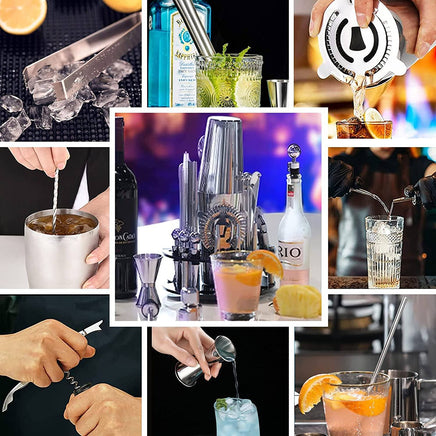 Cocktail Shaker Set Boston 23-Piece Stainless Steel and Professional Bar Tools for Drink Mixing Appliances Supplies Kings Warehouse