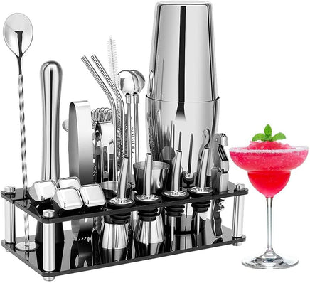 Cocktail Shaker Set Boston 23-Piece Stainless Steel and Professional Bar Tools for Drink Mixing Appliances Supplies Kings Warehouse