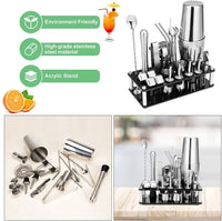Cocktail Shaker Set Boston 23-Piece Stainless Steel and Professional Bar Tools for Drink Mixing Appliances Supplies Kings Warehouse 