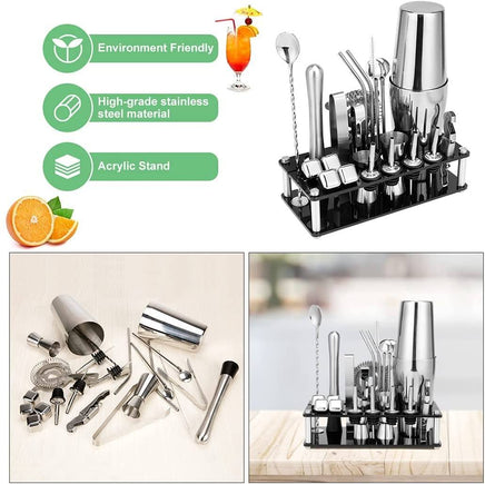 Cocktail Shaker Set Boston 23-Piece Stainless Steel and Professional Bar Tools for Drink Mixing Appliances Supplies Kings Warehouse