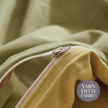 Cosy Club Washed Cotton Quilt Set Yellow Lime Double Bedding Kings Warehouse