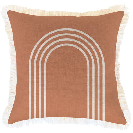 Cushion Cover-Coastal Fringe-Arch-Clay-45cm x 45cm Kings Warehouse