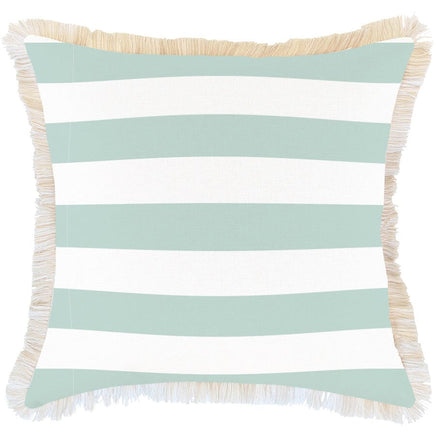 Cushion Cover-Coastal Fringe-Deck-Stripe-Mint-60cm x 60cm Kings Warehouse