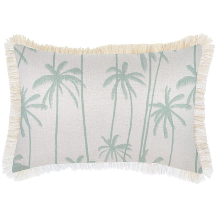 Cushion Cover-Coastal Fringe-Tall-Palms-Mint-35cm x 50cm Kings Warehouse