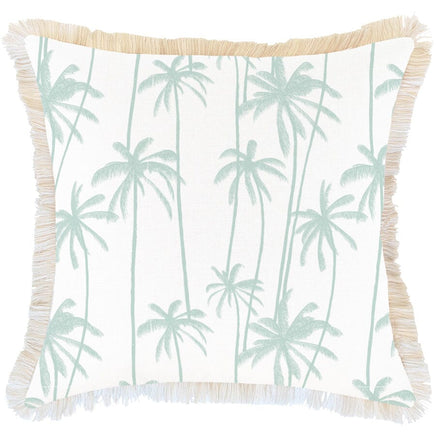 Cushion Cover-Coastal Fringe-Tall-Palms-Mint-60cm x 60cm Kings Warehouse