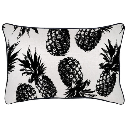 Cushion Cover-With Black Piping-Pineapples Black-35cm x 50cm Kings Warehouse