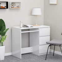 Desk High Gloss White 90x45x76 cm