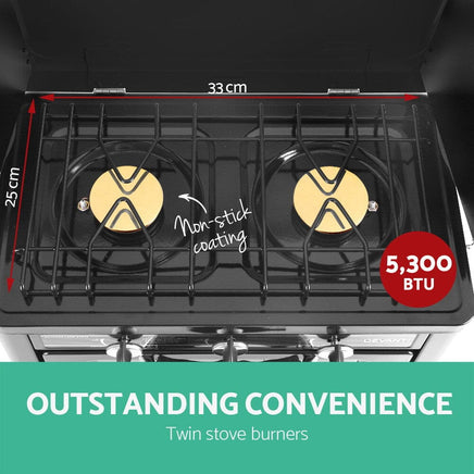 Dev King 3 Burner Portable Oven - Silver & Black Kings Warehouse