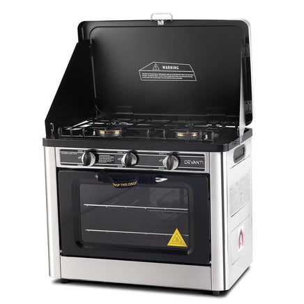 Dev King 3 Burner Portable Oven - Silver & Black Kings Warehouse