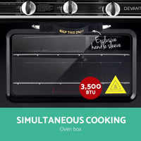 Dev King 3 Burner Portable Oven - Silver & Black Kings Warehouse