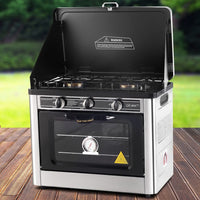 Dev King 3 Burner Portable Oven - Silver & Black Kings Warehouse