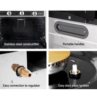 Dev King 3 Burner Portable Oven - Silver & Black Kings Warehouse