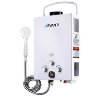 Dev King Portable Gas Hot Water Heater Outdoor Camping Shower 12V Pump White
