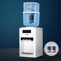 Devanti 22L Bench Top Water Cooler Dispenser Purifier Hot Cold Three Tap with 2 Replacement Filters Kitchen Appliances Kings Warehouse 