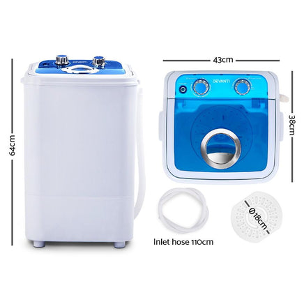Devanti 4.6KG Mini Portable Washing Machine Devanti Kings Warehouse