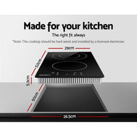 Devanti Electric Ceramic Cooktop 30cm Kitchen Cooker Cook Top Hob Touch Control 3-Zones Kings Warehouse 