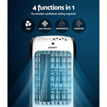 Devanti Evaporative Air Cooler Conditioner Portable 4L Cooling Fan Humidifier New Arrivals Kings Warehouse