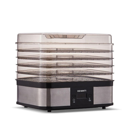 Devanti Food Dehydrator with 5 Trays - Silver Kings Warehouse