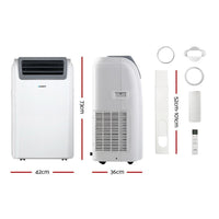 Devanti Portable Air Conditioner Cooling Mobile Fan Cooler Dehumidifier Window Kit White 3300W Air Conditioners Kings Warehouse