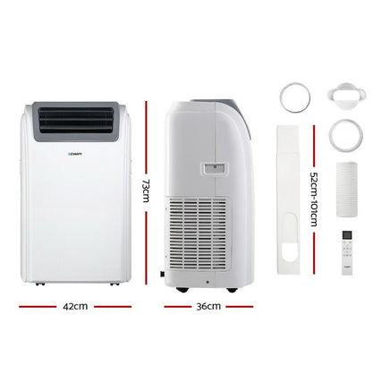 Devanti Portable Air Conditioner Cooling Mobile Fan Cooler Dehumidifier Window Kit White 3300W Air Conditioners Kings Warehouse